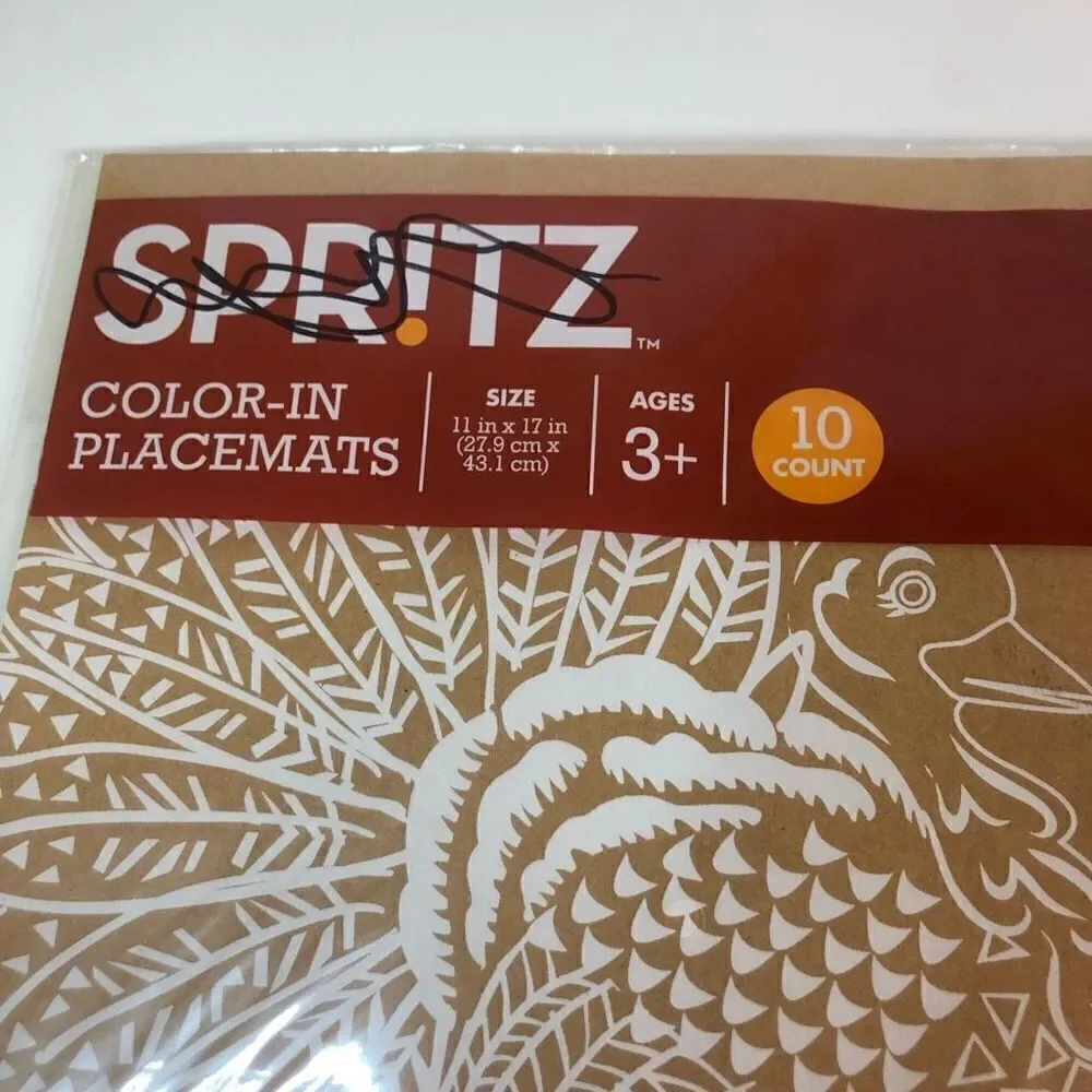 thanksgiving paper placemats turkey activity‎ light brown and white 11X17”